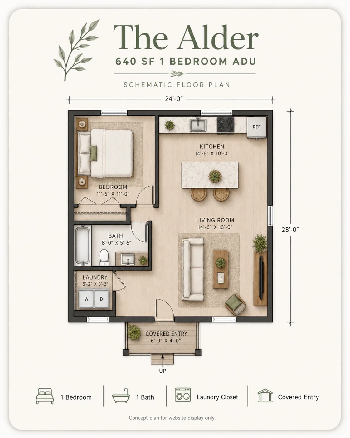 Schematic floor plan of The Alder