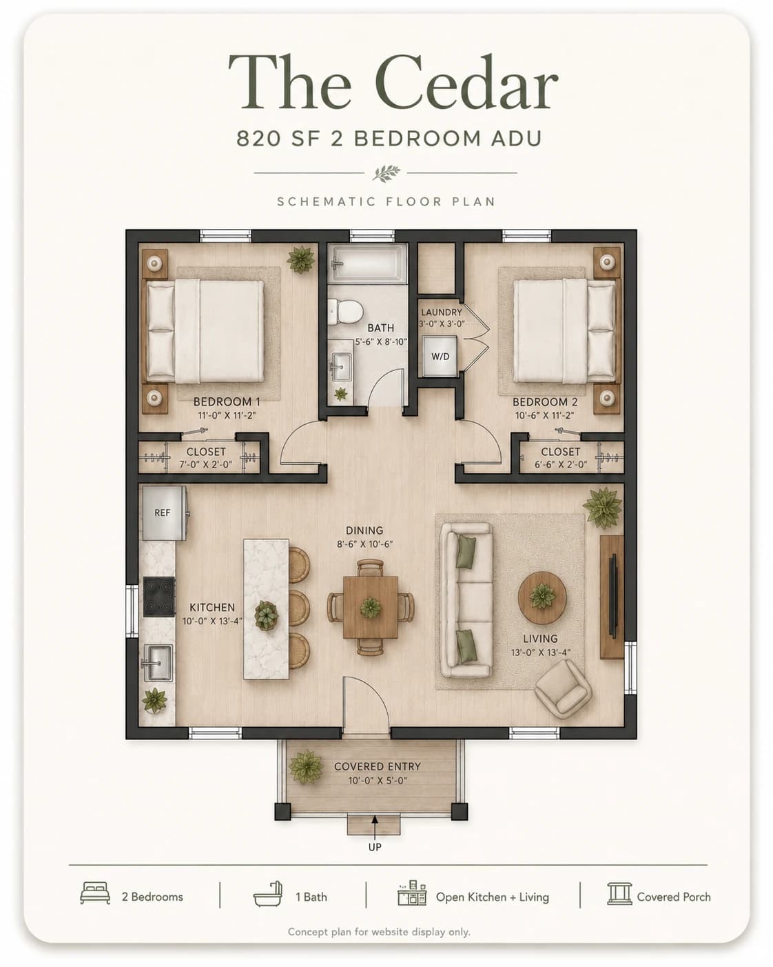 Schematic floor plan of The Cedar