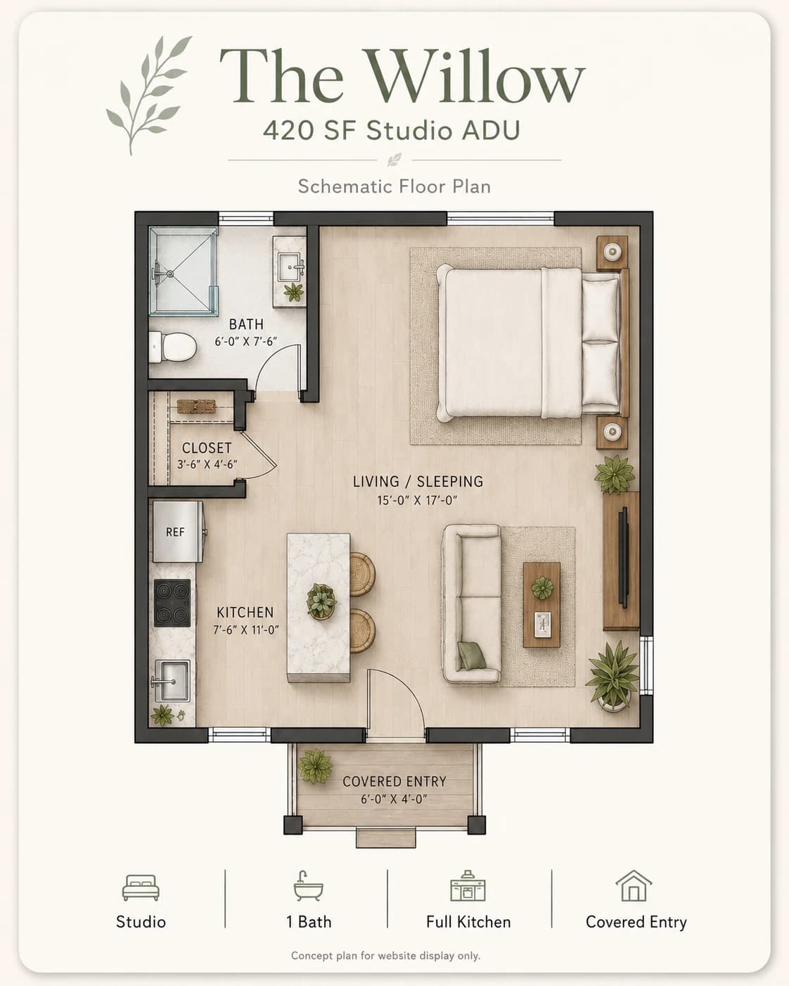 Schematic floor plan of The Willow